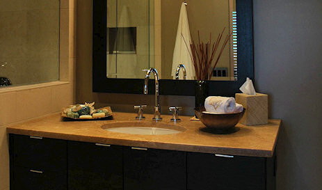 Polished Noce Travertine Guest Vanity